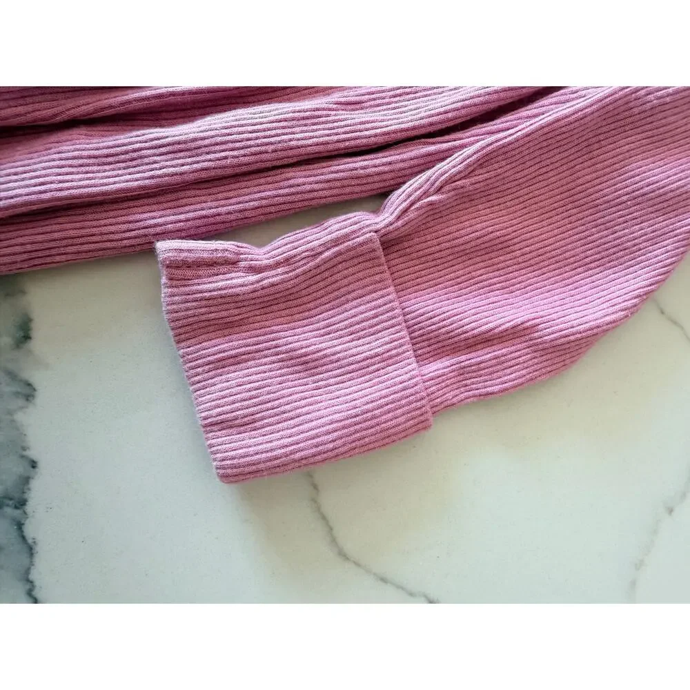 Nike Blush Pink Full-Zip Ribbed Footed Baby Girl Bodysuit